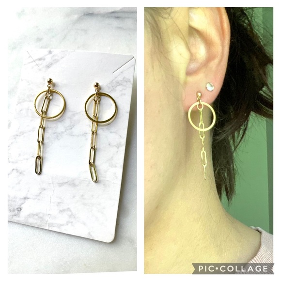 Handmade Gold Drop Chain earrings - Picture 1 of 3